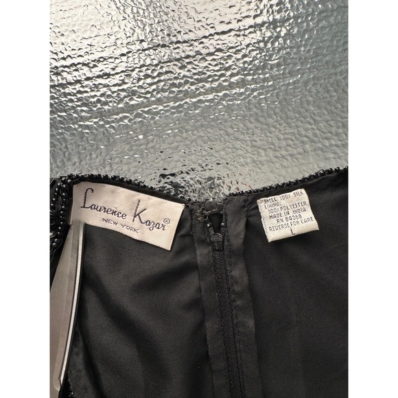 Vntg 1980s Lawrence Kazar New York Beaded Silk Black Hand-Beaded Evening Gown - Picture 5 of 8